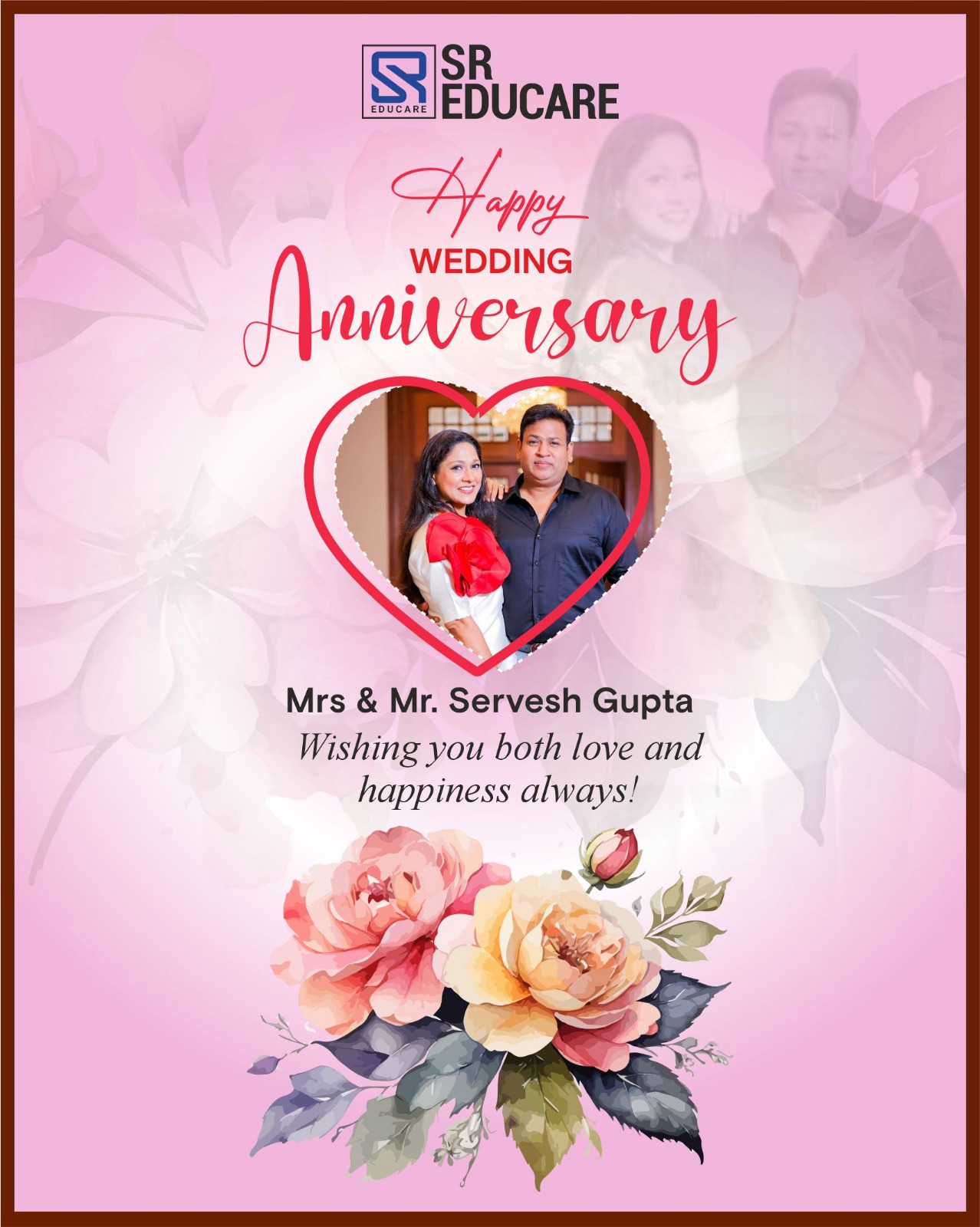 Happy Marriage Anniversary to our dear Sir & Ma’am! 💐 May your life together always be filled with love, happiness, and beautiful memories. Wishing you many more wonderful years ahead. ❤️
#AnniversaryWishes #TogetherForever #SREducare