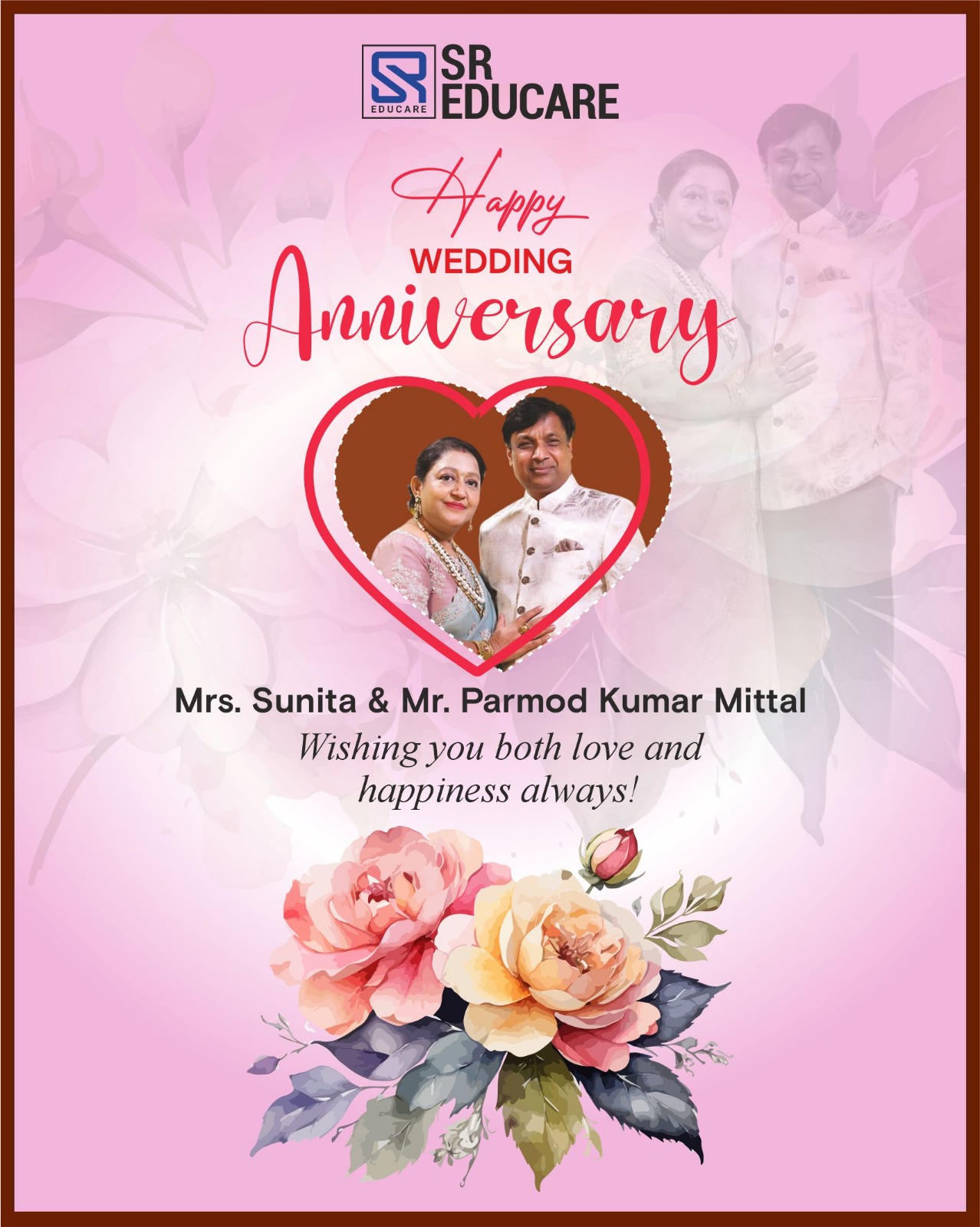 Happy Marriage Anniversary to our dear Sir & Ma’am! 💐 May your life together always be filled with love, happiness, and beautiful memories. Wishing you many more wonderful years ahead. ❤️
#AnniversaryWishes #TogetherForever #SREducare