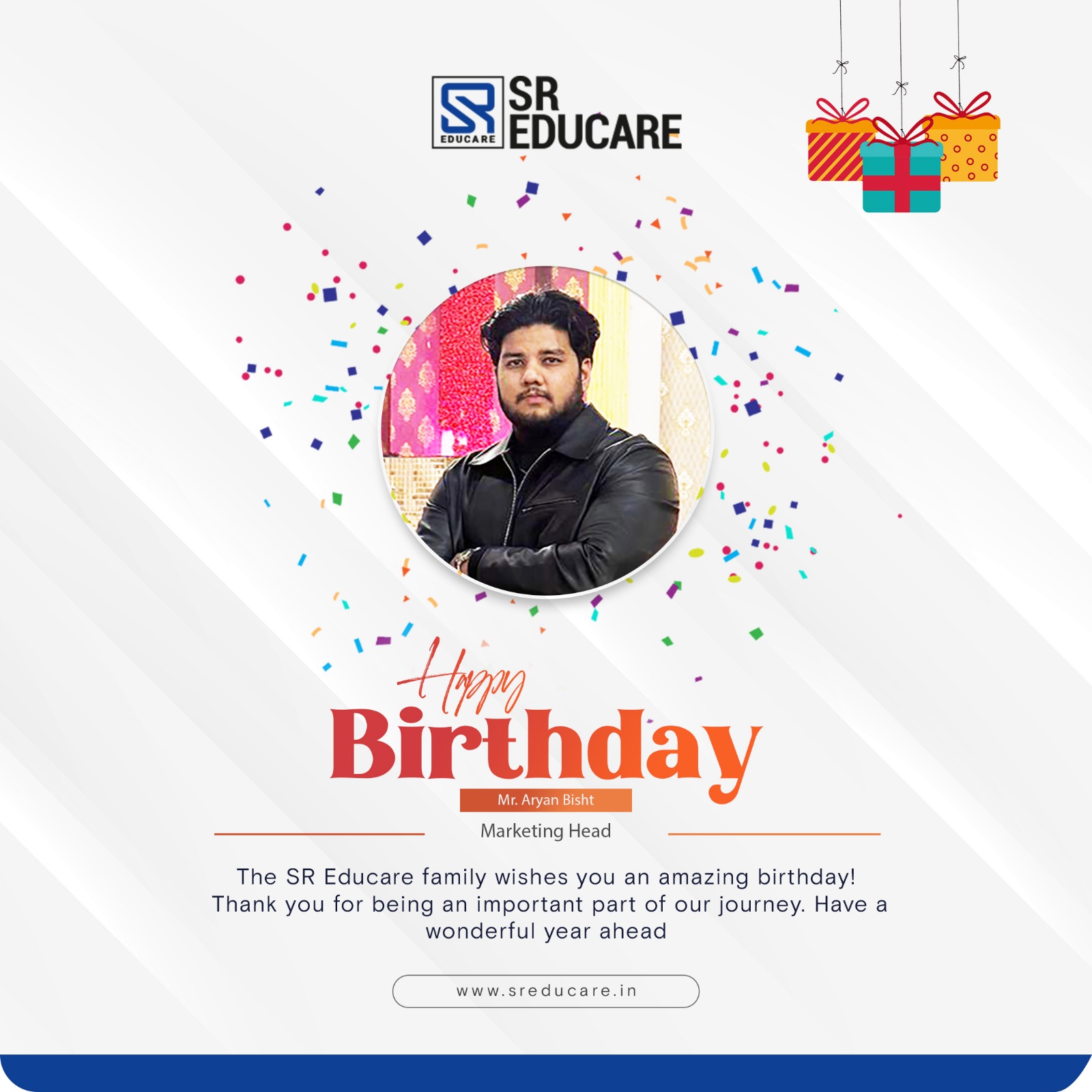 Happy Birthday, Mr. Aryan Bisht! 🎉✨
Wishing you a day full of smiles, laughter, and beautiful memories that last a lifetime. May this year bring you exciting adventures, unstoppable growth, and endless reasons to celebrate! 💫💐

#HappyBirthday #JoyfulVibes #CelebrateLife #SREducare