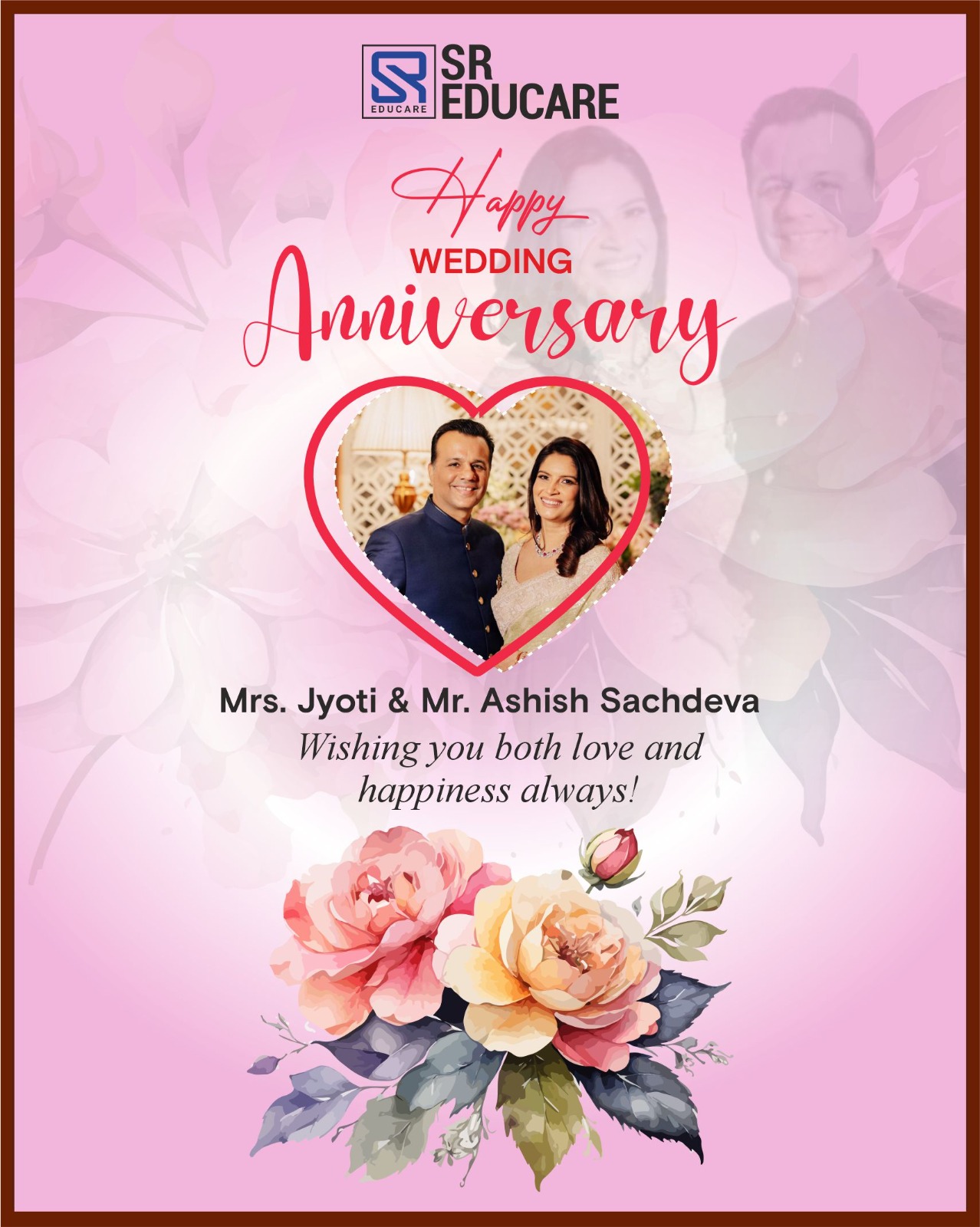 Happy Marriage Anniversary to our dear Sir & Ma’am! 💐 May your life together always be filled with love, happiness, and beautiful memories. Wishing you many more wonderful years ahead. ❤️
#AnniversaryWishes #TogetherForever #SREducare