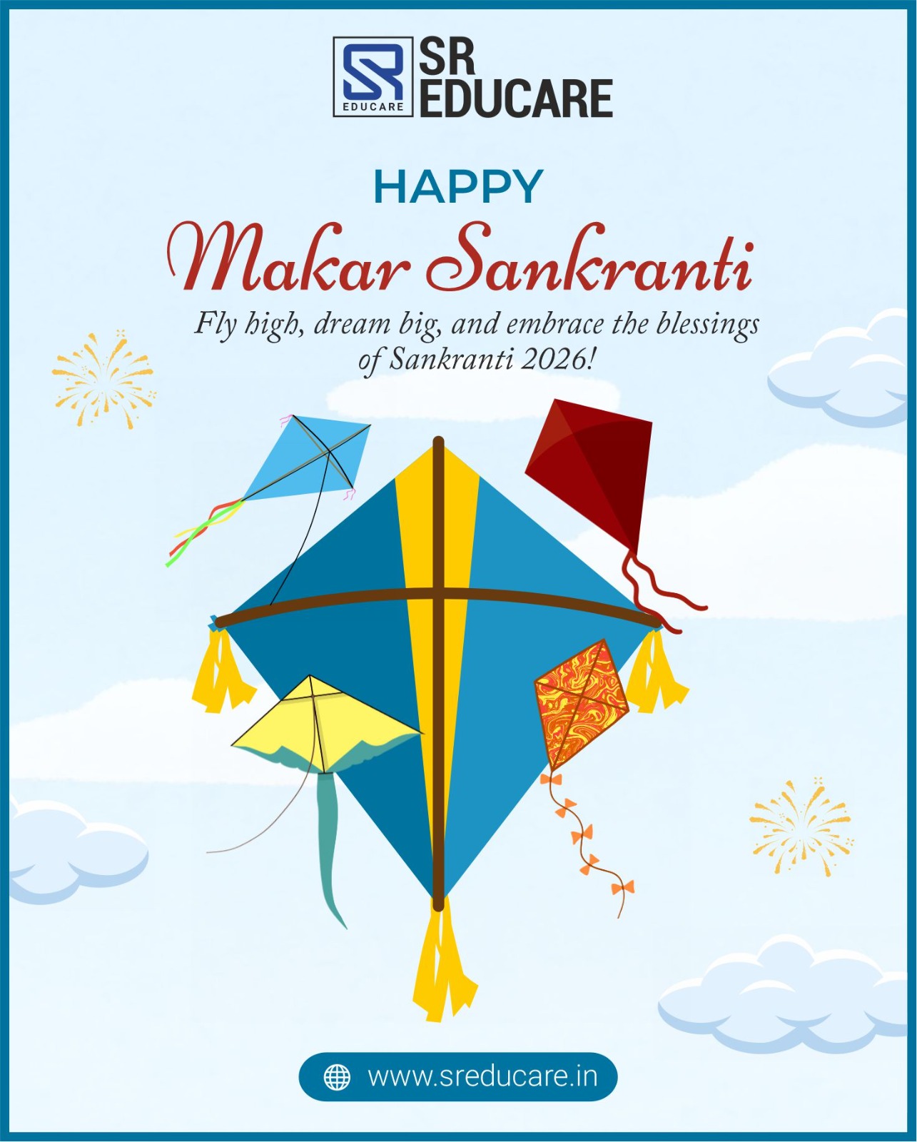 Soaring high with joy, gratitude, and new beginnings this Makar Sankranti 🪁✨
May this harvest festival bring positivity, success, and happiness to every home.

Happy Makar Sankranti! 🌾☀️

#MakarSankranti #FestivalOfKites #HarvestFestival #NewBeginnings #IndianFestivals #PositiveVibes #JoyAndGratitude #SREducare
