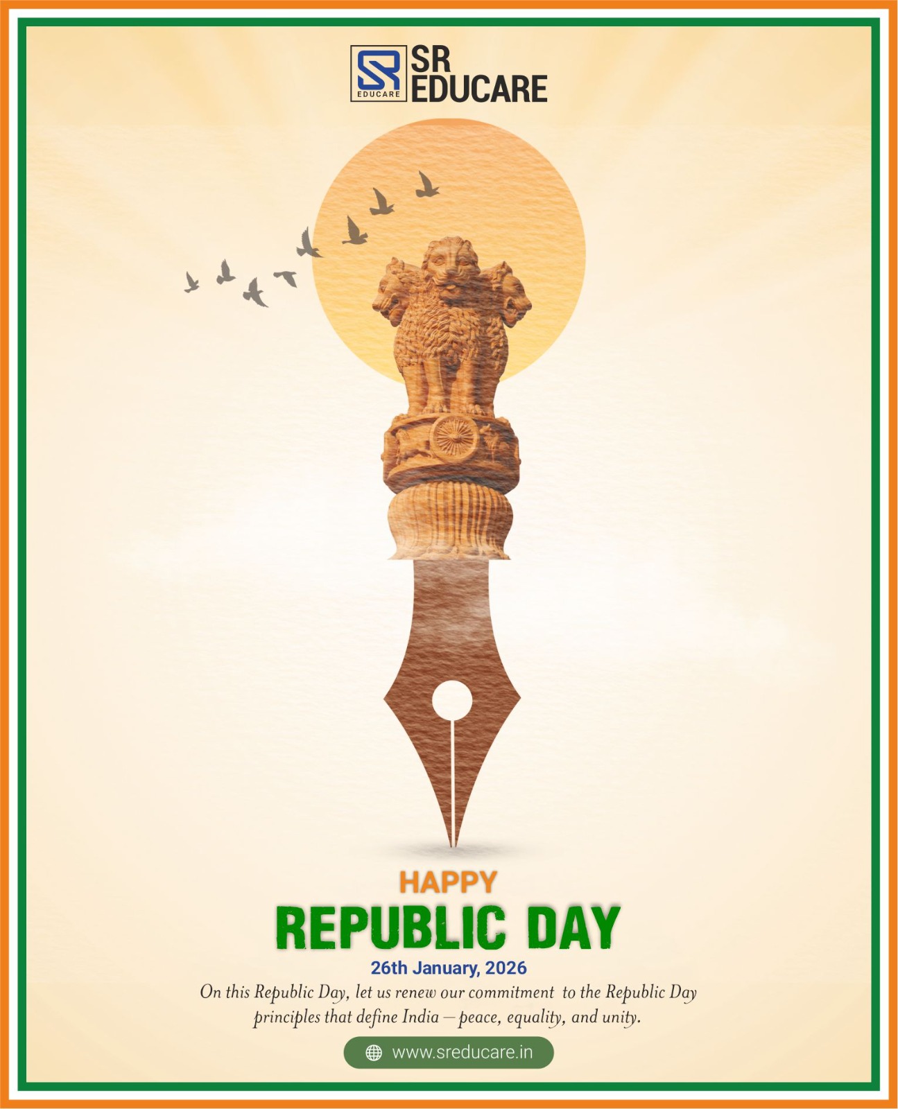 Proud to celebrate the spirit of unity, freedom, and pride ✨
Let’s honor our nation and inspire our little citizens to grow with strong values and big dreams.
Happy Republic Day!

#RepublicDay #HappyRepublicDay #India #ProudIndian #UnityInDiversity #FutureOfIndia #LittleCitizens #EarlyEducation #SREducare