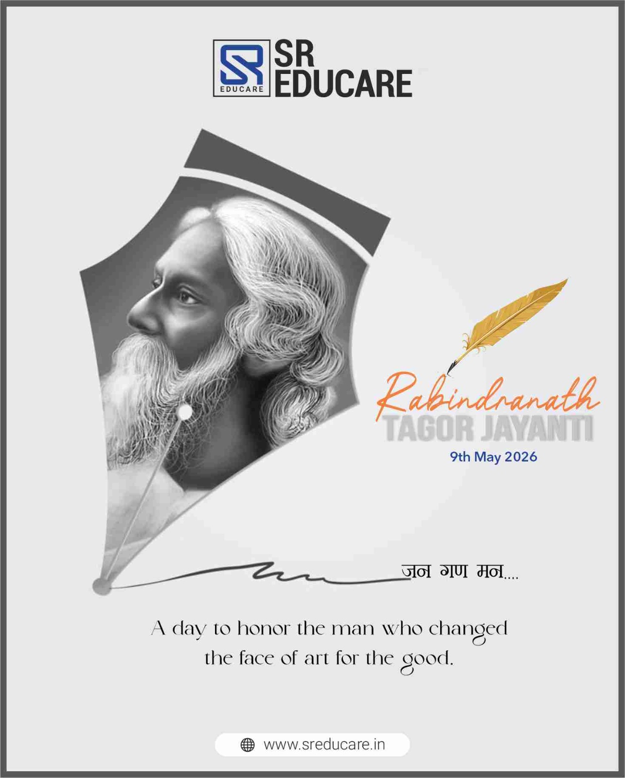 Celebrating the timeless wisdom and creativity of Rabindranath Tagore 🌼
A visionary who taught us to think beyond boundaries and embrace the beauty of learning, art, and humanity. Let’s inspire young minds with his legacy today and always.

#RabindranathTagoreJayanti #Tagore #Inspiration #EducationWithValues #YoungMinds #SREducare
