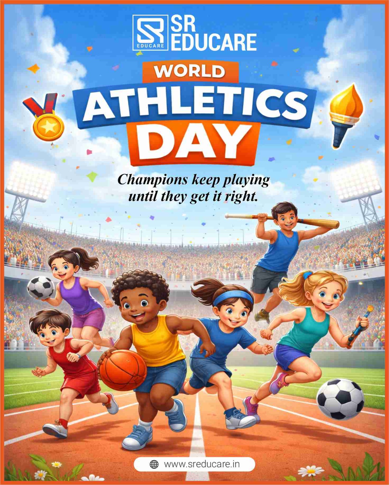 Run. Jump. Play. Grow. 🏃‍♂️✨
Celebrating World Athletics Day the fun way—where every little कदम builds strength, confidence, and a love for movement! 💪🌈

#WorldAthleticsDay #LittleChampions #ActiveKids #HealthyHabits #PlayLearnGrow #PreschoolLife #KidsFitness #FutureAthletes #SREducare