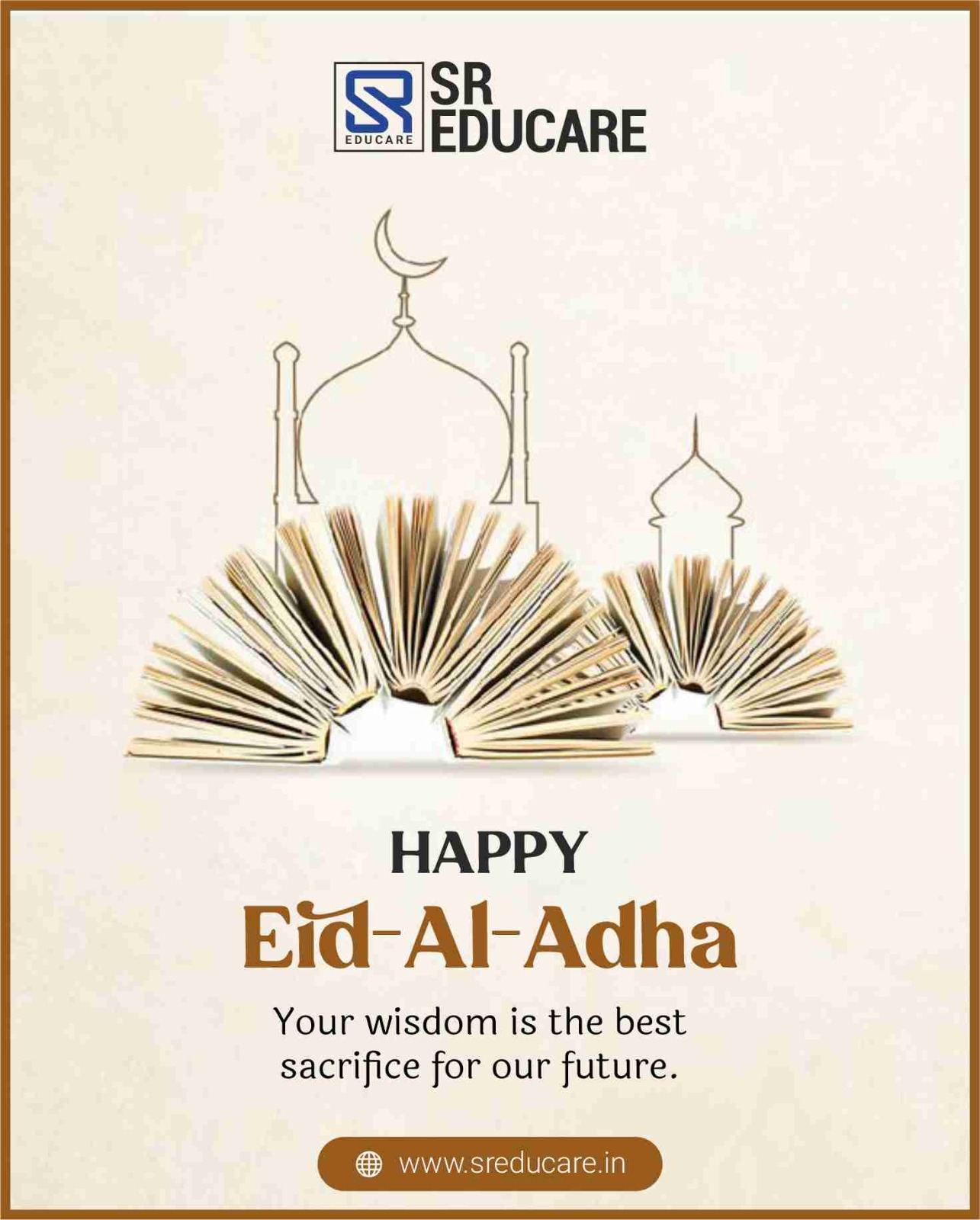 Eid Al Adha reminds us of faith, gratitude, and the joy of giving 🌙✨
May this beautiful occasion fill every heart with kindness, love, and togetherness.

Eid Mubarak to all! 💛

#EidAlAdha #EidMubarak #FestivalOfSacrifice #SpreadLove #JoyOfGiving #Blessings #Togetherness #SREducare