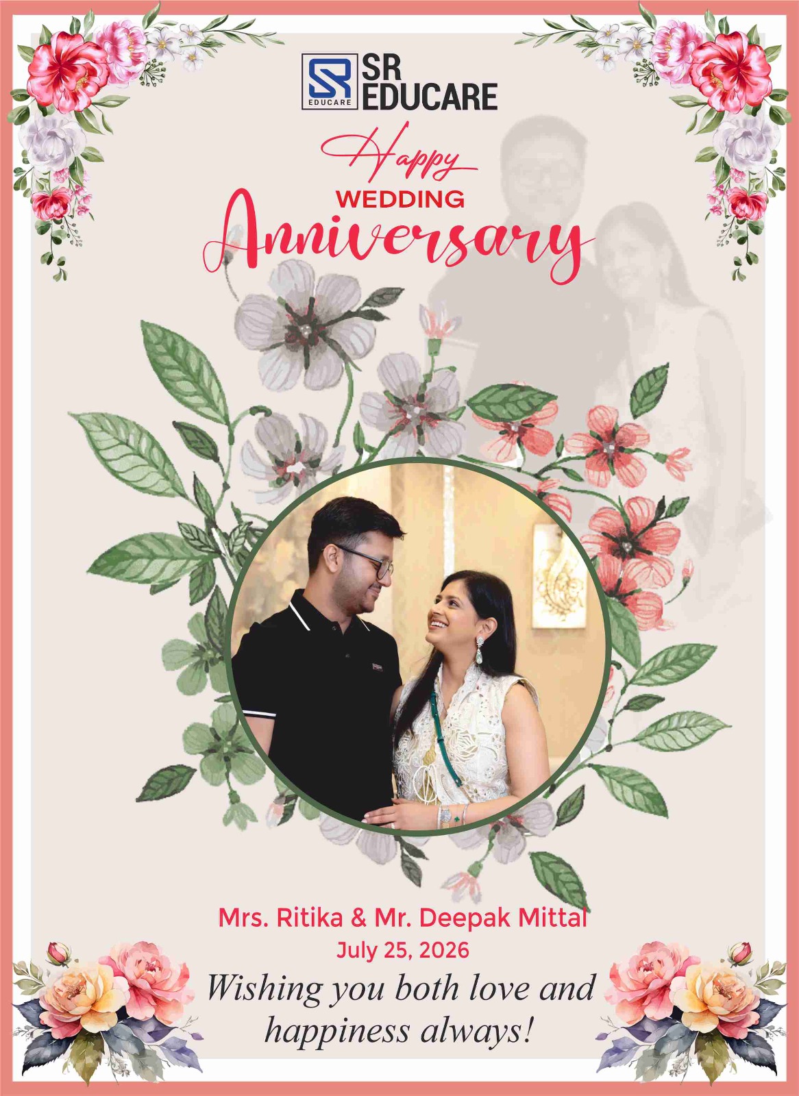 Happy Marriage Anniversary to our dear Sir & Ma’am! May your life together always be filled with love, happiness, and beautiful memories. Wishing you many more wonderful years ahead. ❤️
#AnniversaryWishes #TogetherForever #SREducare