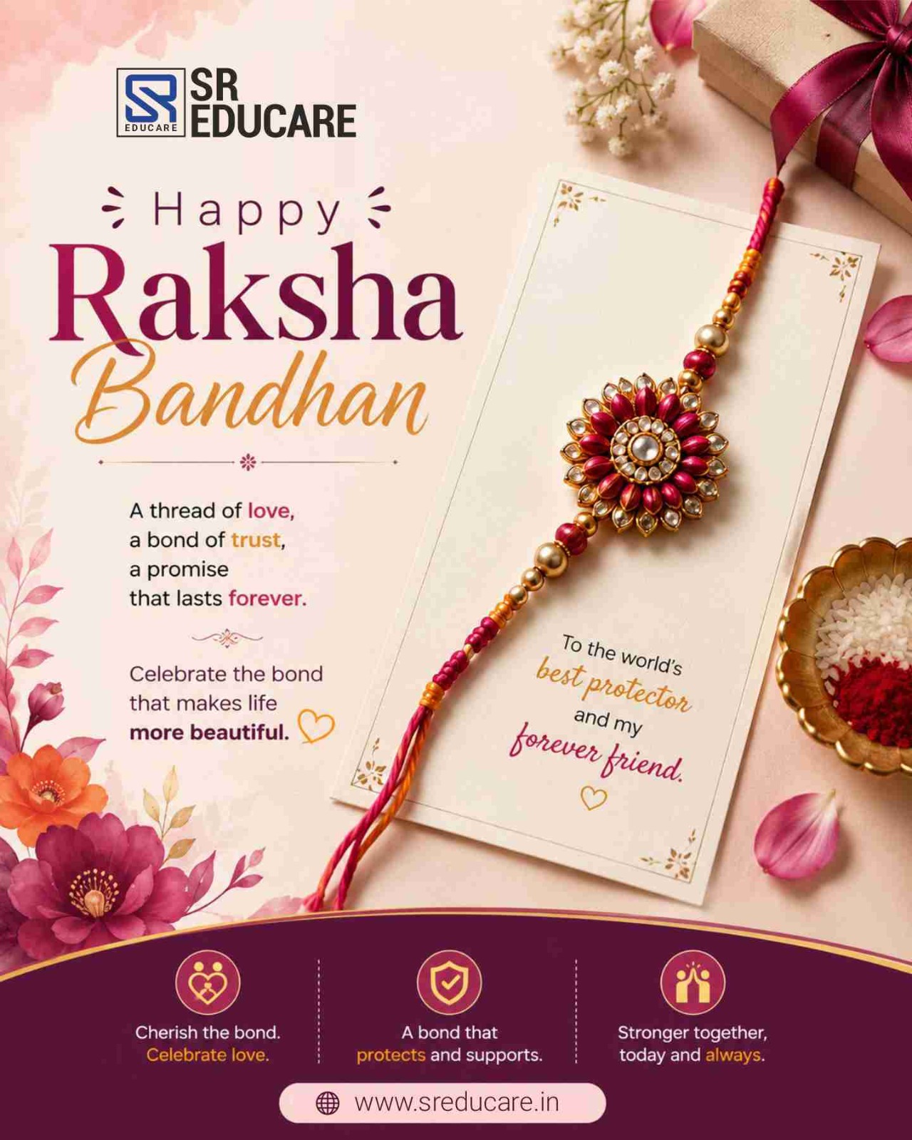 A little thread, a lot of love, and a lifetime of silly fights!

This Raksha Bandhan, celebrating the sweetest bond of love, laughter, and togetherness between siblings.

#RakshaBandhan #SiblingLove #BrotherSisterBond #FestivalOfLove #LittleMoments #HappyRakshaBandhan #GrowingTogether #SREducare