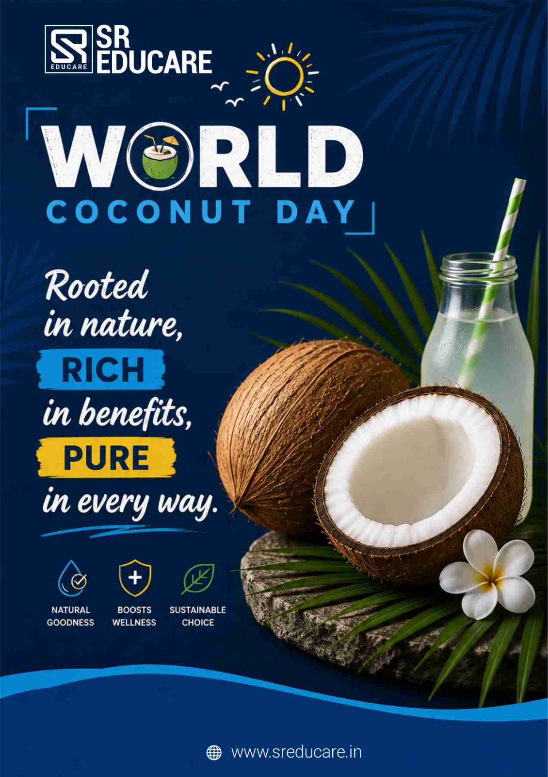 Coconuts: nature’s little powerhouse of goodness! From refreshing hydration to everyday nutrition, celebrate the many benefits of this tropical favourite on World Coconut Day.

#WorldCoconutDay #CoconutDay #HealthyLiving #NaturalGoodness #Nutrition #HealthyChoices #Wellness #TheShriRamWonderYears #SREducare