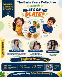 Meet the voices behind the conversation on your child’s plate! 🥗✨

What does a truly balanced meal look like for a growing child? And how can parents turn everyday mealtimes into healthier habits?

For Episode 4 of The Early Years Collective Webinar Series—“WHAT’S ON THE PLATE?” we’re bringing together an insightful panel of experts and educators to explore the essentials of childhood nutrition.

Ms. Shreya Katyal — Consultant Paediatric Dietitian
Ms. Dipika Chadha — Headmistress, The Shri Ram Wonder Years, Sharda Niketan
Ms. Ritu Kapoor — Host & Session Moderator

Together, they’ll share practical insights to help parents understand balanced meals, portion sizes, picky eating and healthy food habits.

📅 26th September 2026 | 11 AM–12 PM | Online

Because raising healthy children starts with understanding what goes on their plate.

#TheEarlyYearsCollective #WhatsOnThePlate #ChildNutrition #KidsNutrition #parentingtips
